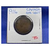 1916 CANADA ONE CENT VF