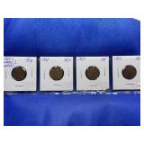 1928-S; 1928; 1927; 1925 LINCOLN CENTS