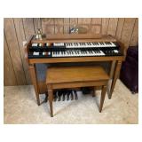 CONN ELECTRIC ORGAN WITH BENCH SEAT & SHEET