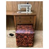 SEARS KENMORE SEWING MACHINE WITH CABINET AND ROLL