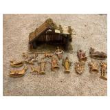 VINTAGE NATIVITY SET WITH FONTANINI FIGURINES BY