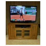 SONY 55" FLAT SCREEN TV WITH WOOD STAND - STAND IS
