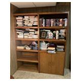 LOT OF TWO MATCHING BOOKCASES WITH BOOKS, VHS
