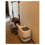PLASTIC TOTE, 3 RING BINDERS, HOLMES HUMIDIFIER,