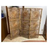 MCM RATTAN & WICKER SUNBURST 3 PANEL ROOM DIVIDER