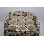 1998 LONGABERGER BASKET WITH 9 LONGABERGER POTTERY