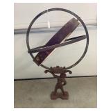 26 1/2" ATLAS ARMILLARY SUNDIAL W/CAST IRON BASE