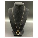 .925 HEART PENDANT NECKLACE W/STONES - 3.94 GRAMS