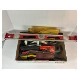 C-CLAMPS, VISE GRIPS, 14" PIPE WRENCH, LEVEL AND