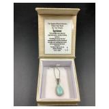 STERLING SILVER NECKLACE W/LARIMAR STONE PENDANT