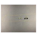14KT GOLD EARRINGS & BROKEN NECKLACE - 2.16 GRAMS