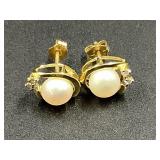 14KT GOLD EARRINGS WITH STONES - 1.18 GRAMS