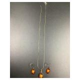 STERLING SILVER NECKLACE & EARRING SET - NECKLACE