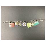 STERLING CHARM BRACELET WITH 8 CHARMS