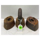 LOT OF 3 CAST IRON SAD IRONS - WAPAK & MORE