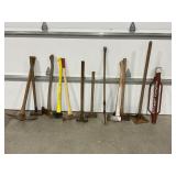 LARGE LOT OF HANDLE TOOLS - DOUBLE BIT AXE, FENCE