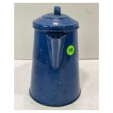 BLUE SPECKLED ENAMELWARE COWBOY COFFEE POT