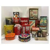 LARGE LOT OF ASSORTED ADVERTISING TINS - COCA COLA