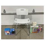 HANDICAP SHOWER STOOL, BLOOD PRESSURE CUFFS,