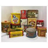 LARGE LOT OF ASSORTED ADVERTISING TINS - COCA COLA