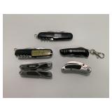 LOT OF 5 FOLD UP POCKET KNIVES AND MULTI TOOLS