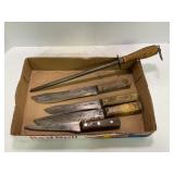 VINTAGE BUTCHER KNIVES - 2 ARE CASE XX, HIBBARD,