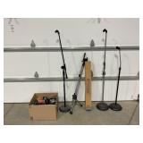 LARGE LOT OF MICROPHONES, MICROPHONE STANDS,