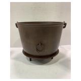 THREE FOOTED CAST IRON BEAN POT WITH HANDLE - 9