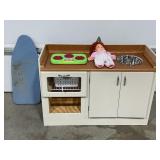 HOMEMADE CHILDRENS WOODEN PLAY KITCHEN CABINET -