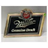 MILLER GENUINE DRAFT PLASTIC BEER SIGN - 15" X