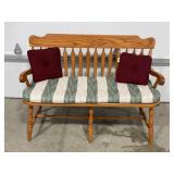 OAK BENCH WITH CUSHION AND PILLOWS - 48" X 20" X
