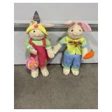 TWO LARGE HAND MADE EASTER BUNNY FIGURES - 25"