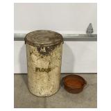 LARGE METAL FLOUR CONTAINER - 15" X 26" & CAST