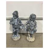 BOY & GIRL OUTDOOR CEMENT LANDSCAPING FIGURES -