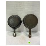 LOT OF 2 #3 DIAMOND A & T CAST IRON SKILLETS WITH