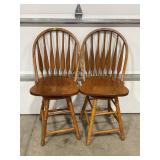 LOT OF 2 WOOD BAR STOOLS - SEAT HEIGHT IS 24"