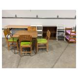 BOOKCASES, CARD TABLE, WOOD CHAIRS, DOLL BABY BUNK