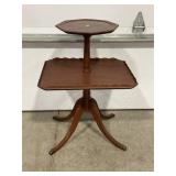 2 TIER ANTIQUE STAND WITH EAGLE CLAW FEET - 20" X