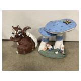LOT OF 2 OUTDOOR LANDSCAPING CEMENT DECOR -