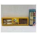VINTAGE MICKEY MOUSE SALAD FORK & SPOON SET & PEN