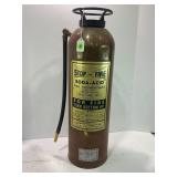 STOP-FIRE SODA-ACID BRASS FIRE EXTINGUISHER