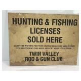 CARDBOARD HUNTING & FISHING LICENSES SIGN - 12" X
