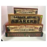 LOT OF 3 SHAKER SEED COMPANY LIDDED WOOD BOXES -