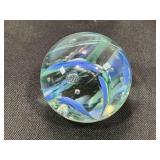 BLUE, WHITE & GREEN SWIRL VINTAGE 1 3/4" MARBLE -
