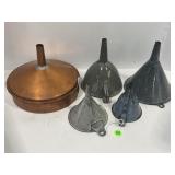 COPPER AND ENAMELWARE FUNNELS