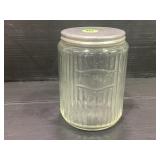 SELLERS GLASS TEA JAR WITH ORIGINAL LID - 4 5/8"