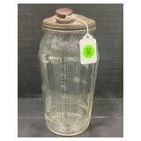 ANTIQUE GLASS MILK SHAKE MAKER WITH ORIGINAL LID -