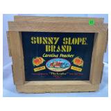 SUNNY SLOPE BRAND WOOD PEACH CRATE - CAROLINA -