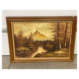 OUTDOOR SCENE OIL ON CANVAS ARTIST SIGNED PAINTING