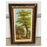 OUTDOOR SCENE WITH COTTAGE OIL ON CANVAS ARTIST